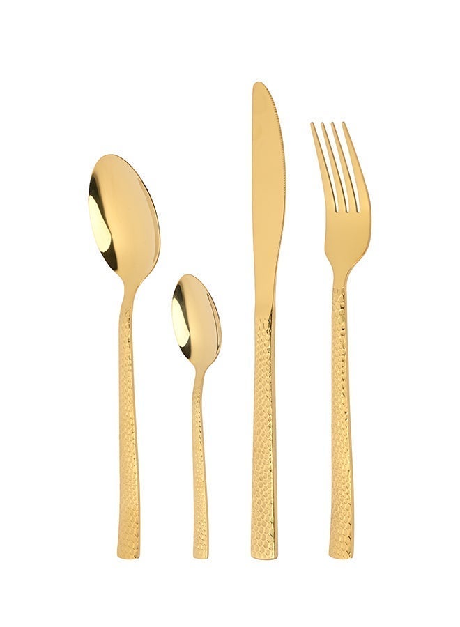 أولييرو طقم أدوات طعام متين وأنيق مكوّن من 24 قطعة لراحة استخدام ومائدة أنيقة – ذهبي - Image 5